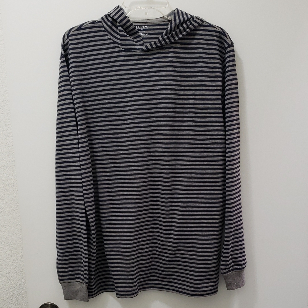 NWT Mens J Crew Striped Long Sleeve Hoodie Tee